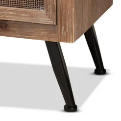 Cabinets & Sideboards-Kirkland's Home Wood And Rattan 3-Drawer Cabinet Brown