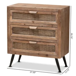 Cabinets & Sideboards-Kirkland's Home Wood And Rattan 3-Drawer Cabinet Brown