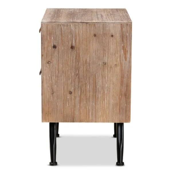 Nightstands-Kirkland's Home Wood And Rattan 2-Drawer Nightstand Brown
