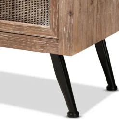 Nightstands-Kirkland's Home Wood And Rattan 2-Drawer Nightstand Brown