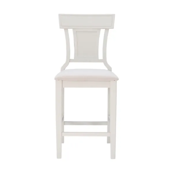 Bar Stools & Counter Height Stools-Kirkland's Home Wood And Rattan Upholstered Counter Stool White