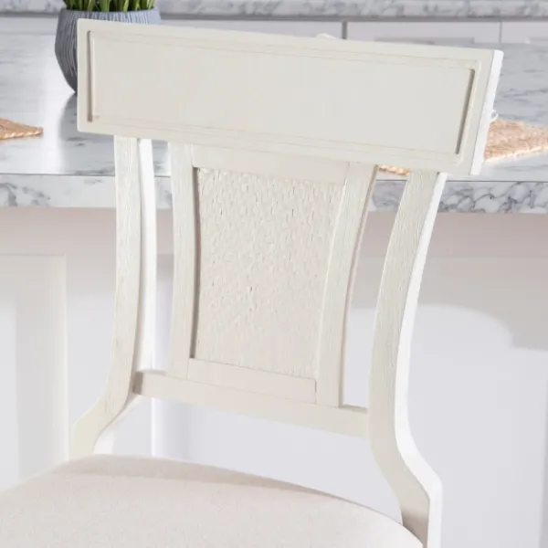 Bar Stools & Counter Height Stools-Kirkland's Home Wood And Rattan Upholstered Counter Stool White