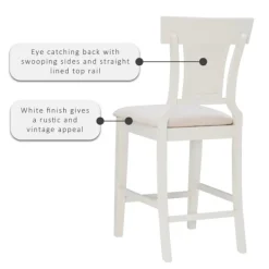 Bar Stools & Counter Height Stools-Kirkland's Home Wood And Rattan Upholstered Counter Stool White