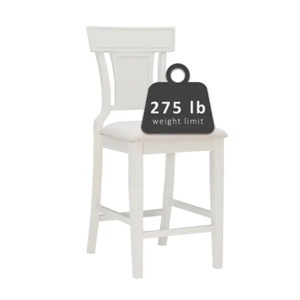 Bar Stools & Counter Height Stools-Kirkland's Home Wood And Rattan Upholstered Counter Stool White