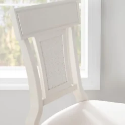 Bar Stools & Counter Height Stools-Kirkland's Home Wood And Rattan Upholstered Bar Stool White