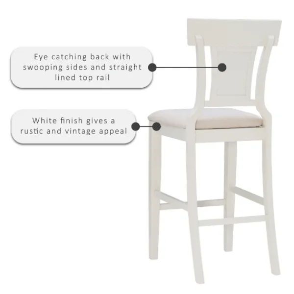 Bar Stools & Counter Height Stools-Kirkland's Home Wood And Rattan Upholstered Bar Stool White