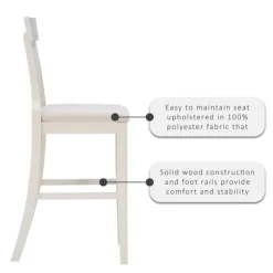 Bar Stools & Counter Height Stools-Kirkland's Home Wood And Rattan Upholstered Bar Stool White