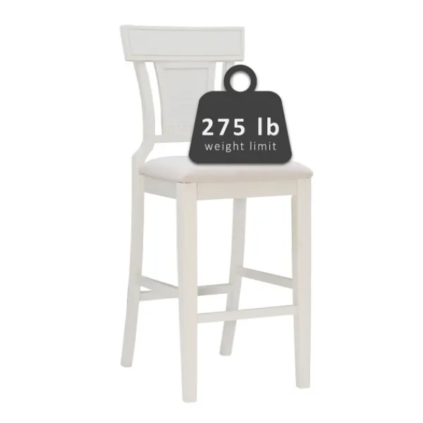 Bar Stools & Counter Height Stools-Kirkland's Home Wood And Rattan Upholstered Bar Stool White