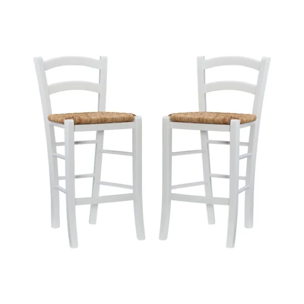 Bar Stools & Counter Height Stools-Kirkland's Home Wood And Seagrass Counter Stools, Set Of 2 White