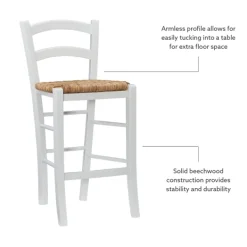 Bar Stools & Counter Height Stools-Kirkland's Home Wood And Seagrass Counter Stools, Set Of 2 White