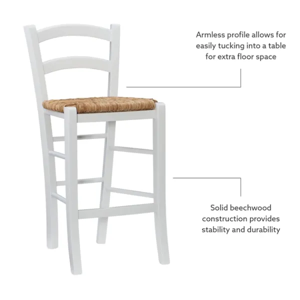 Bar Stools & Counter Height Stools-Kirkland's Home Wood And Seagrass Counter Stools, Set Of 2 White