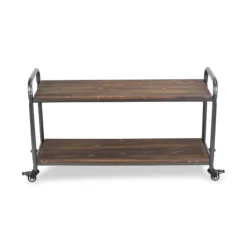 Kitchen Islands & Bar Carts-Kirkland's Home Wood And Steel Frame 2-Tier Rolling Cart