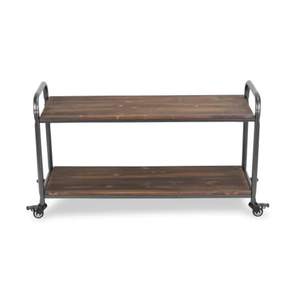 Kitchen Islands & Bar Carts-Kirkland's Home Wood And Steel Frame 2-Tier Rolling Cart