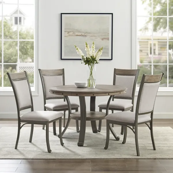 Dining Sets-Kirkland's Home Wood And Upholstered Chairs 5-Pc. Dining Set Gray