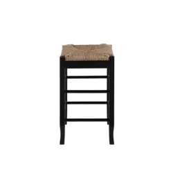 Bar Stools & Counter Height Stools-Kirkland's Home Wood And Woven Rush Counter Stool Black