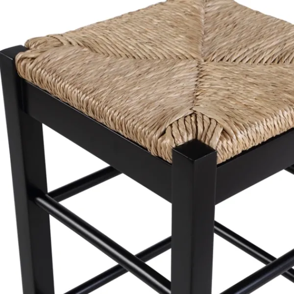 Bar Stools & Counter Height Stools-Kirkland's Home Wood And Woven Rush Counter Stool Black