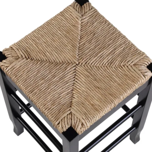 Bar Stools & Counter Height Stools-Kirkland's Home Wood And Woven Rush Counter Stool Black