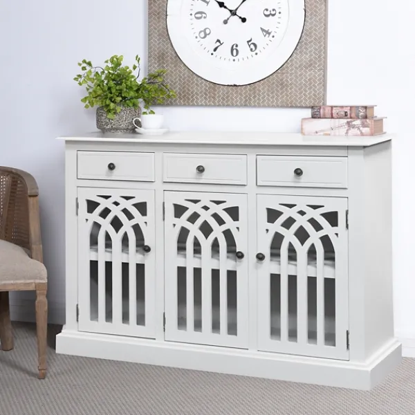Cabinets & Sideboards-Kirkland's Home Wood Arches 3-Door Cabinet White
