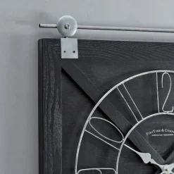 Clocks-Kirkland's Home Wood Barn Door Clock Black