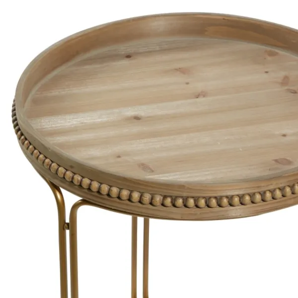 Accent & End Tables-Kirkland's Home Wood Beaded Nesting Side Tables, Set Of 2 Brown
