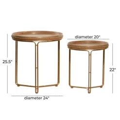 Accent & End Tables-Kirkland's Home Wood Beaded Nesting Side Tables, Set Of 2 Brown