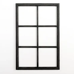 Wall Plaques-Kirkland's Home Wood Beaded 6-Pane Window Wall Plaque Black