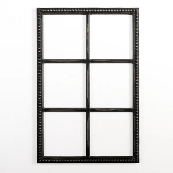 Wall Plaques-Kirkland's Home Wood Beaded 6-Pane Window Wall Plaque Black