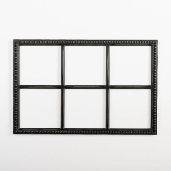 Wall Plaques-Kirkland's Home Wood Beaded 6-Pane Window Wall Plaque Black