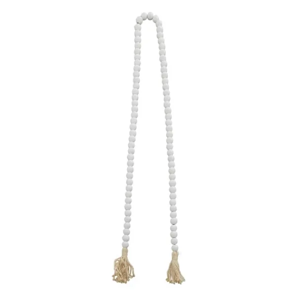 Decorative Accents-Kirkland's Home Wood Beaded Tassel Garland White