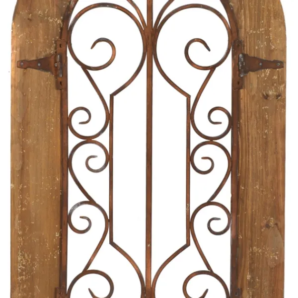 Wall Plaques-Kirkland's Home Wood Black Metal Scrollwork Wall Plaque Brown
