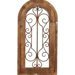 Wall Plaques-Kirkland's Home Wood Black Metal Scrollwork Wall Plaque Brown