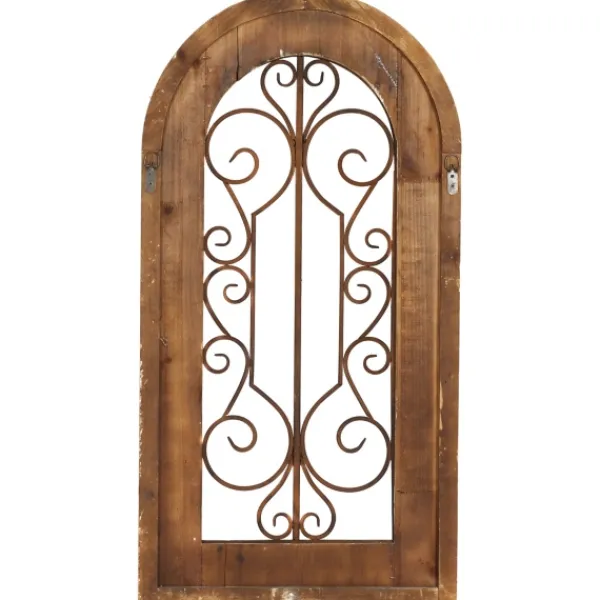Wall Plaques-Kirkland's Home Wood Black Metal Scrollwork Wall Plaque Brown
