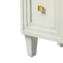 Cabinets & Sideboards-Kirkland's Home Wood Block Patterned 4-Door Sideboard White