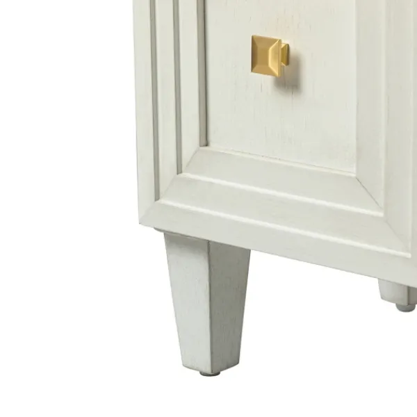 Cabinets & Sideboards-Kirkland's Home Wood Block Patterned 4-Door Sideboard White