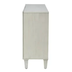 Cabinets & Sideboards-Kirkland's Home Wood Block Patterned 4-Door Sideboard White