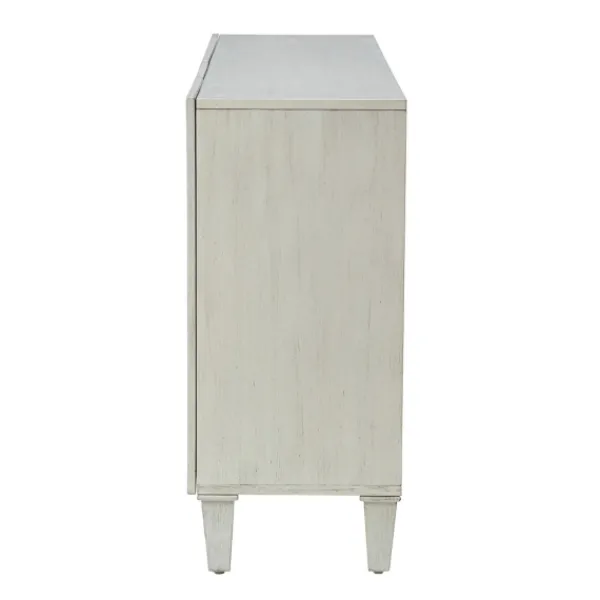 Cabinets & Sideboards-Kirkland's Home Wood Block Patterned 4-Door Sideboard White