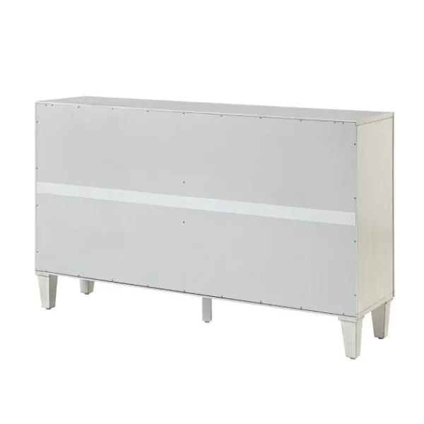 Cabinets & Sideboards-Kirkland's Home Wood Block Patterned 4-Door Sideboard White