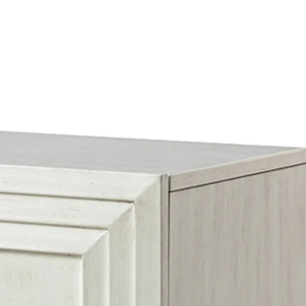 Cabinets & Sideboards-Kirkland's Home Wood Block Patterned 4-Door Sideboard White