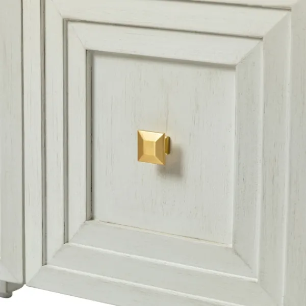 Cabinets & Sideboards-Kirkland's Home Wood Block Patterned 4-Door Sideboard White