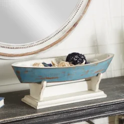 Statues & Figurines-Kirkland's Home Wood Boat Sculpture Blue