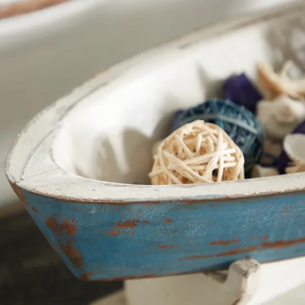 Statues & Figurines-Kirkland's Home Wood Boat Sculpture Blue