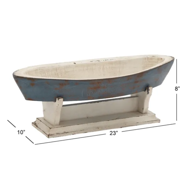Statues & Figurines-Kirkland's Home Wood Boat Sculpture Blue
