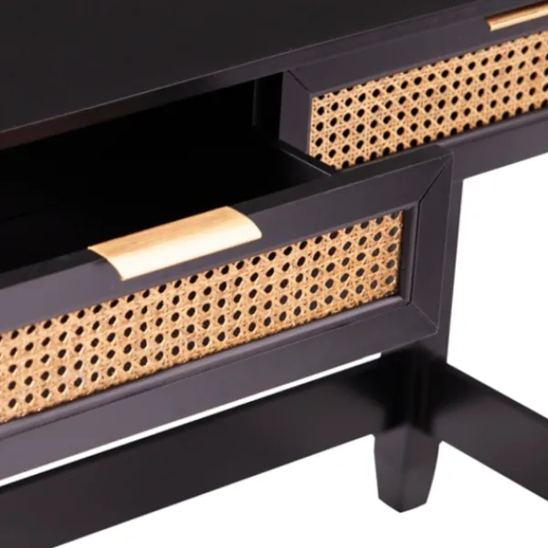 Console Tables-Kirkland's Home Wood Cane Drawers Console Table Black