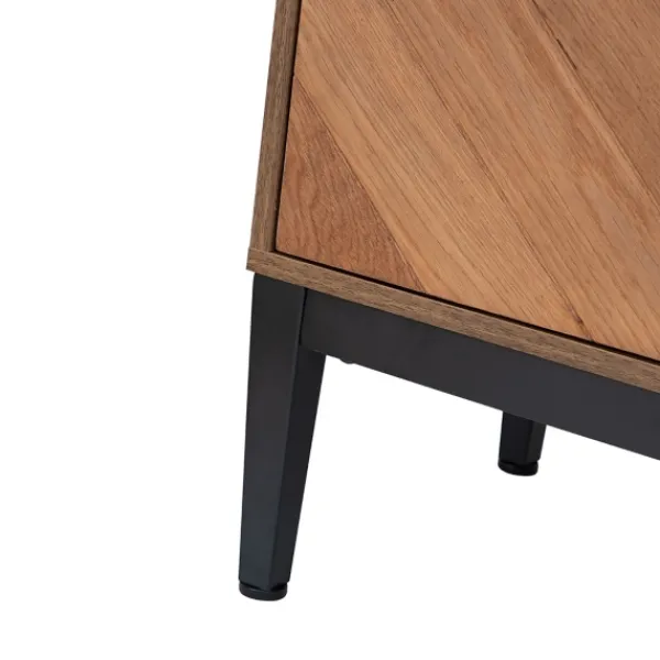 Cabinets & Sideboards-Kirkland's Home Wood Chevron 4-Door Sideboard Brown