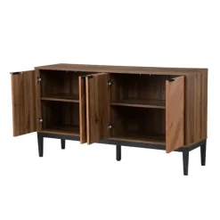 Cabinets & Sideboards-Kirkland's Home Wood Chevron 4-Door Sideboard Brown