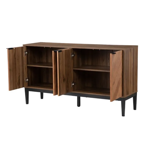 Cabinets & Sideboards-Kirkland's Home Wood Chevron 4-Door Sideboard Brown