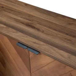 Cabinets & Sideboards-Kirkland's Home Wood Chevron 4-Door Sideboard Brown
