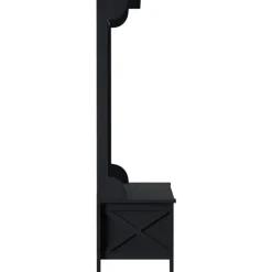 Entryway Furniture-Kirkland's Home Wood Classic Farmhouse Hall Tree Black