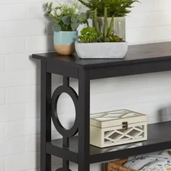 Bookshelves-Kirkland's Home Wood Cut-Out Circles Bookcase Black