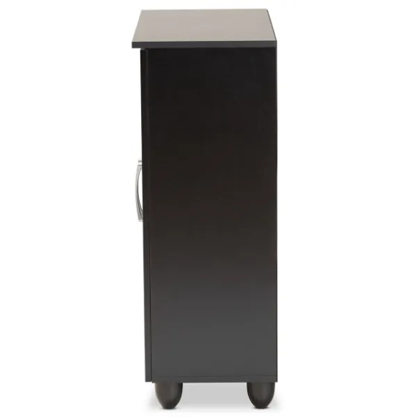 Entryway Furniture-Kirkland's Home Wood Cut-Out Shoe Storage Cabinet Black